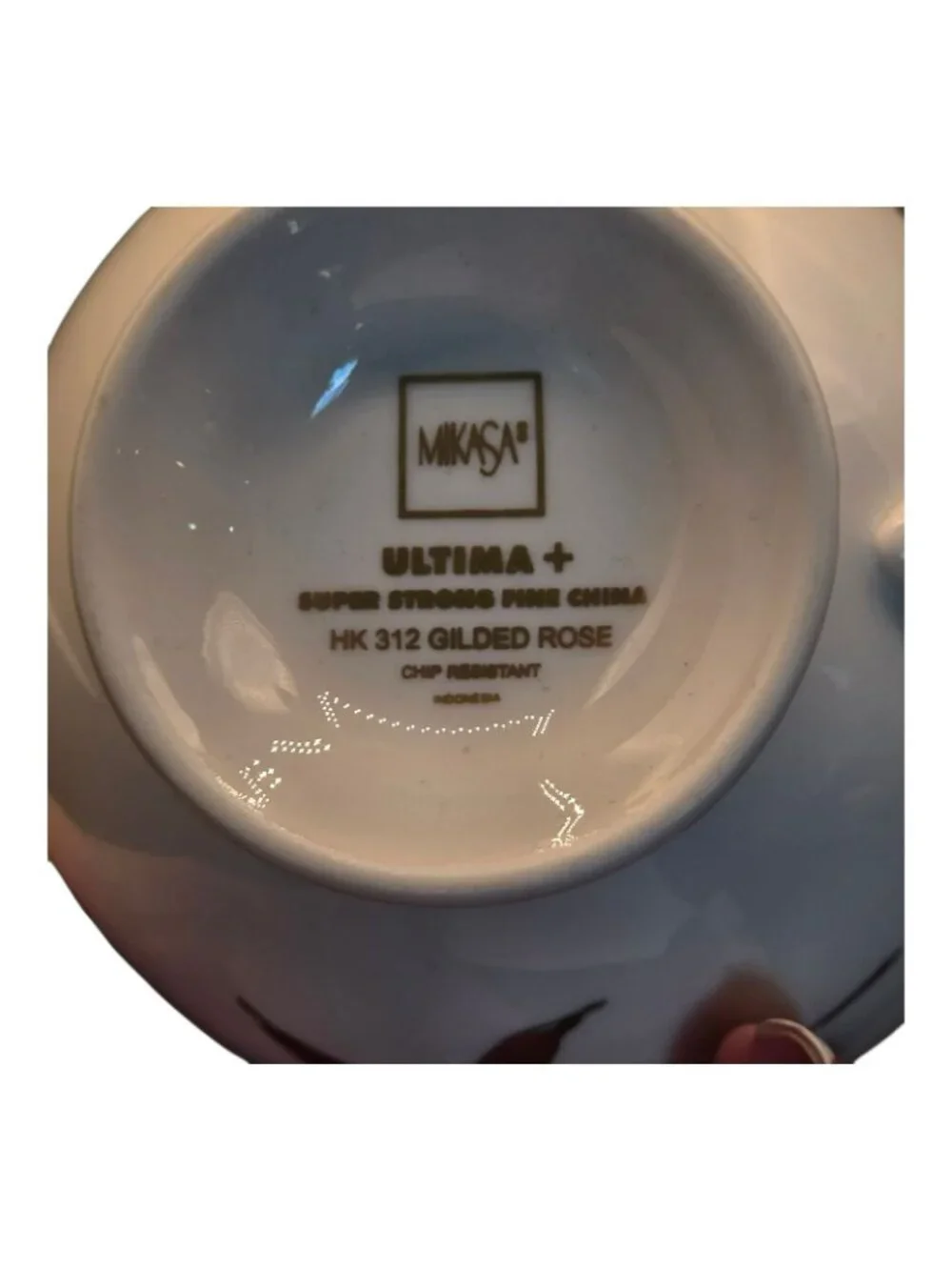 Set Of 4 Mikasa Ultima+ Gilded Rose Fine China Tea Cups Gold Leaf Design